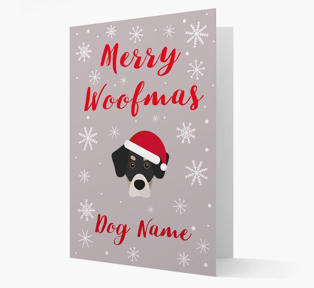 'Merry Woofmas {dogsName}' Card with your {breedFullName} Christmas Icon