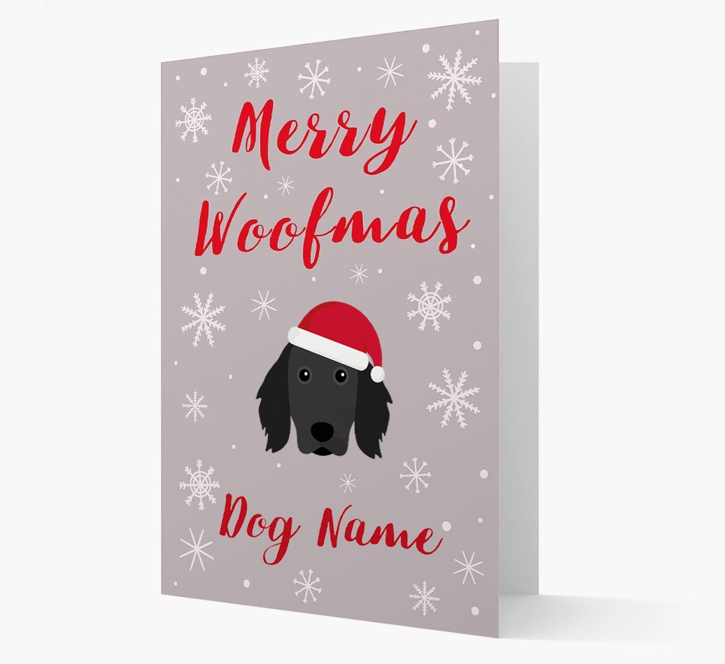 'Merry Woofmas {dogsName}' Card with your {breedFullName} Christmas Icon