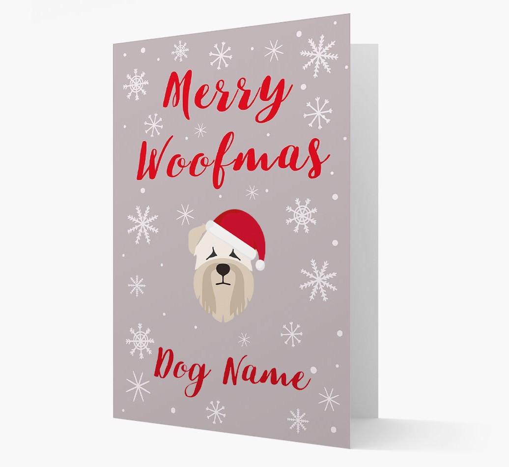 'Merry Woofmas {dogsName}' Card with your {breedFullName} Christmas Icon