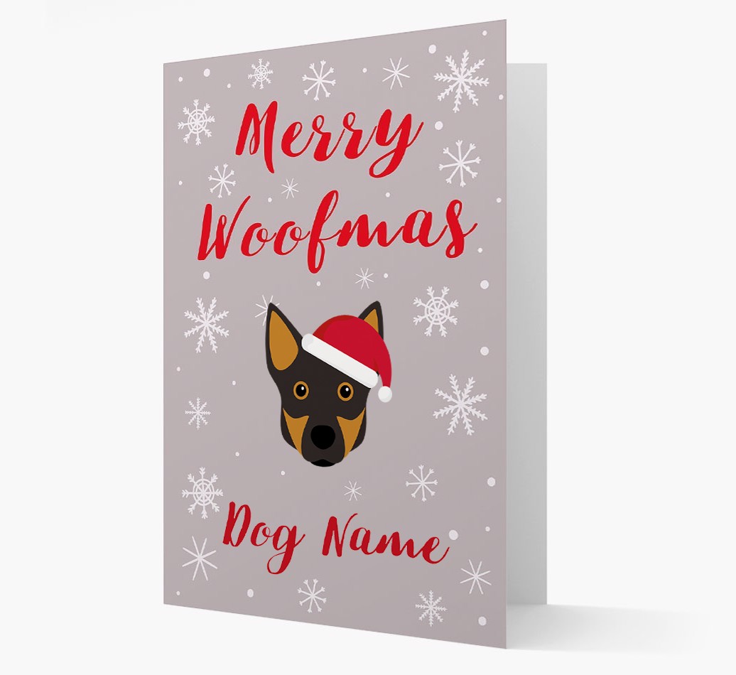 'Merry Woofmas {dogsName}' Card with your {breedFullName} Christmas Icon