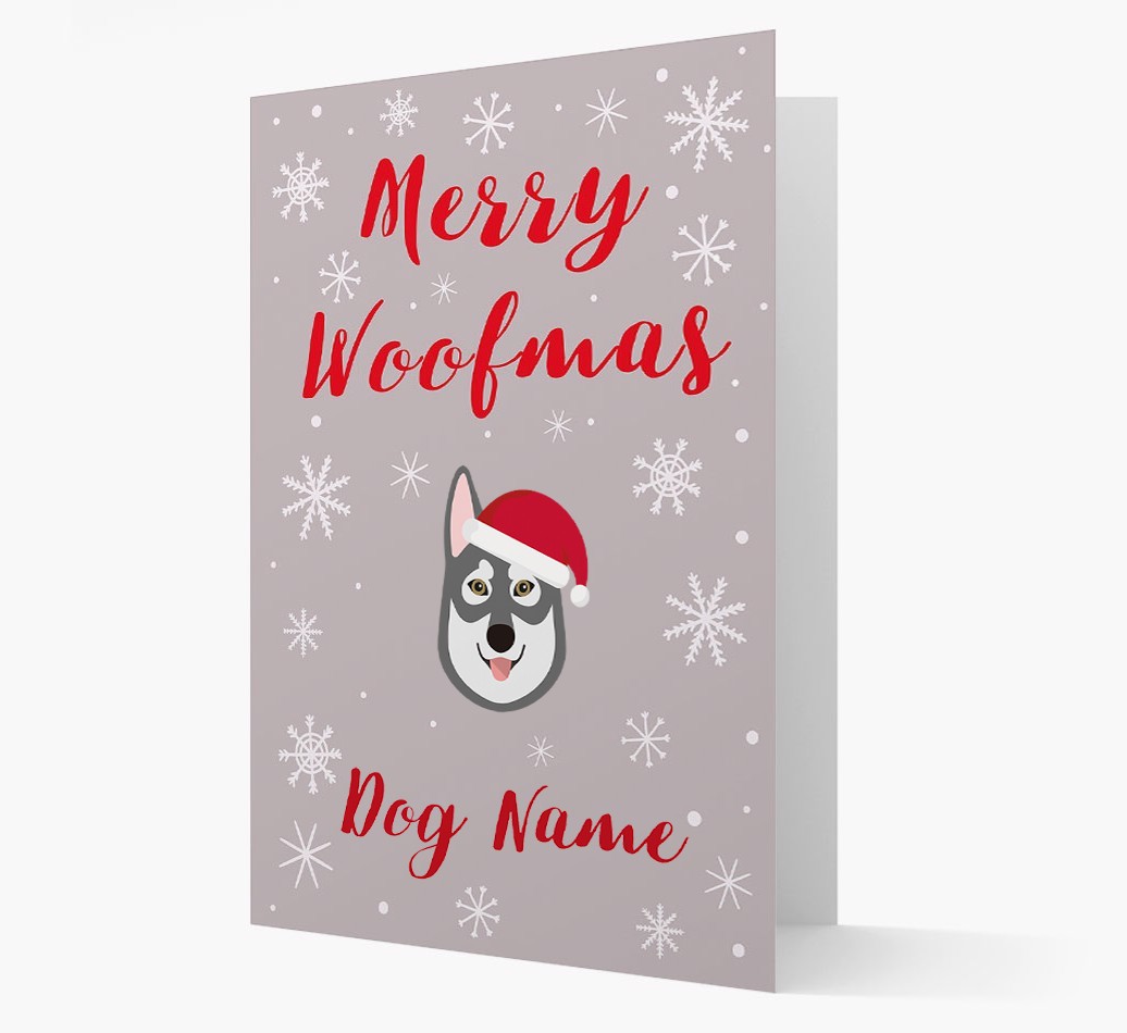 'Merry Woofmas {dogsName}' Card with your {breedFullName} Christmas Icon