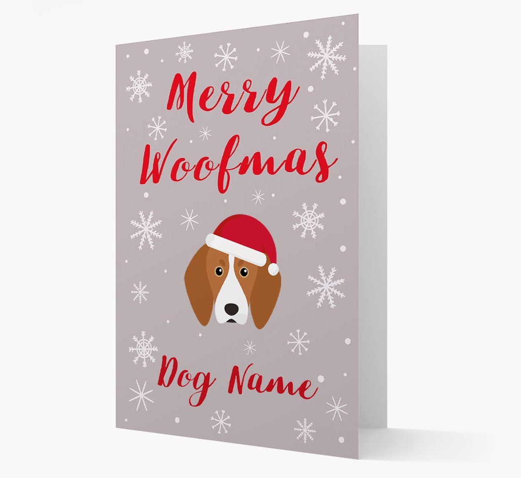 'Merry Woofmas {dogsName}' Card with your {breedFullName} Christmas Icon