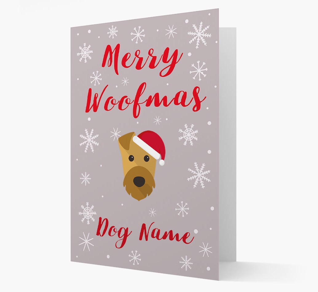 'Merry Woofmas {dogsName}' Card with your {breedFullName} Christmas Icon