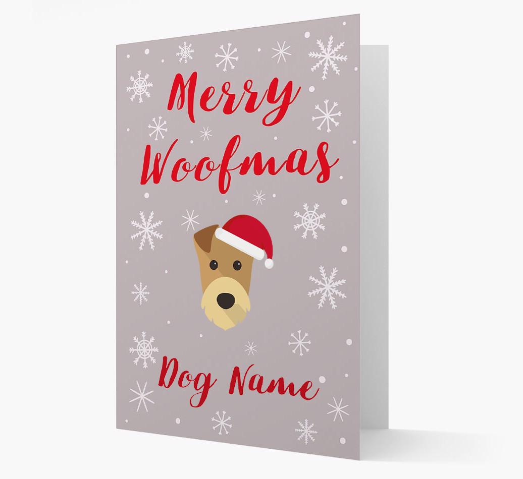 'Merry Woofmas {dogsName}' Card with your {breedFullName} Christmas Icon