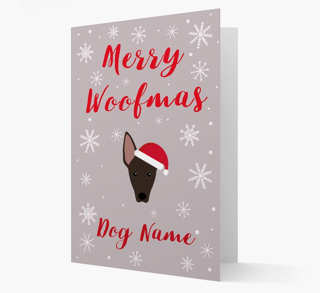 'Merry Woofmas {dogsName}' Card with your {breedFullName} Christmas Icon