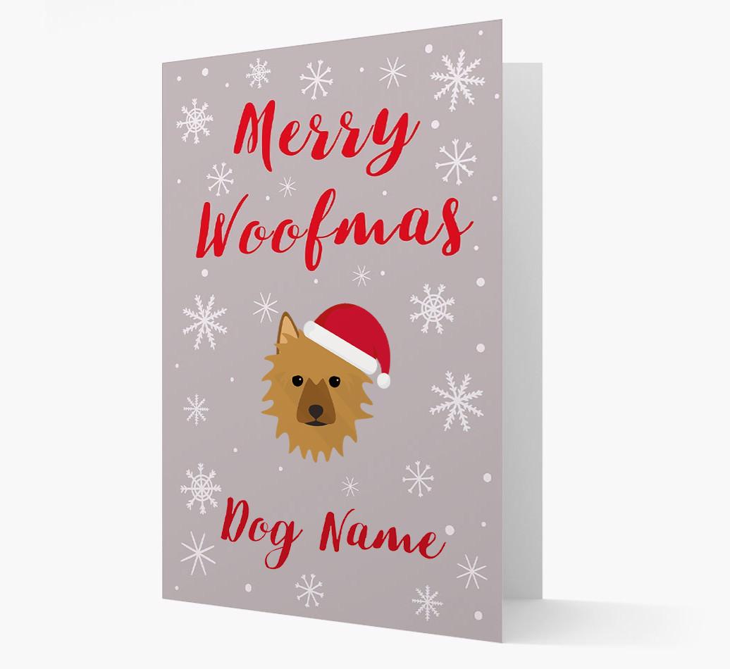 'Merry Woofmas {dogsName}' Card with your {breedFullName} Christmas Icon