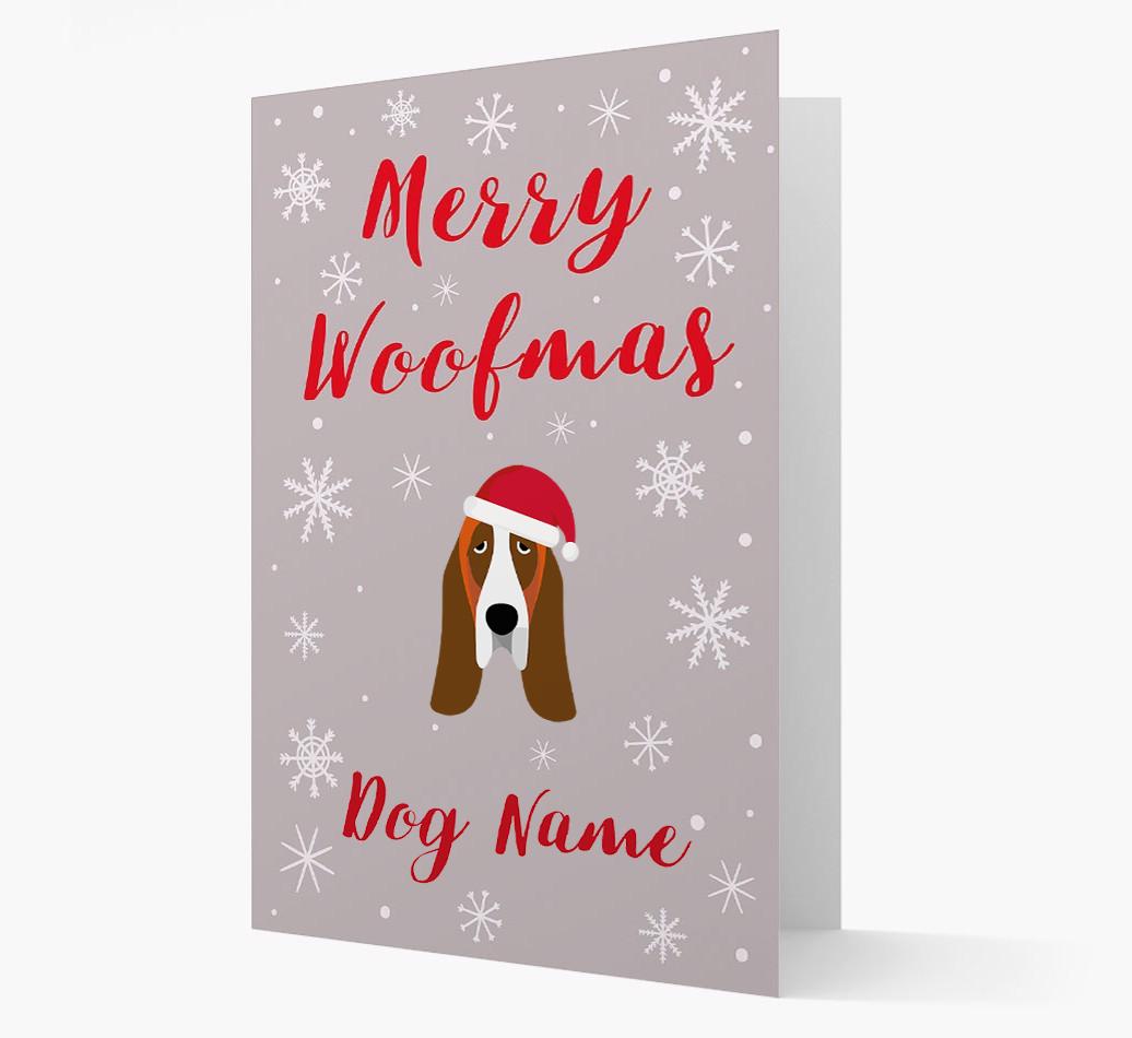'Merry Woofmas {dogsName}' Card with your {breedFullName} Christmas Icon