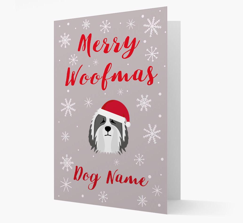 'Merry Woofmas {dogsName}' Card with your {breedFullName} Christmas Icon