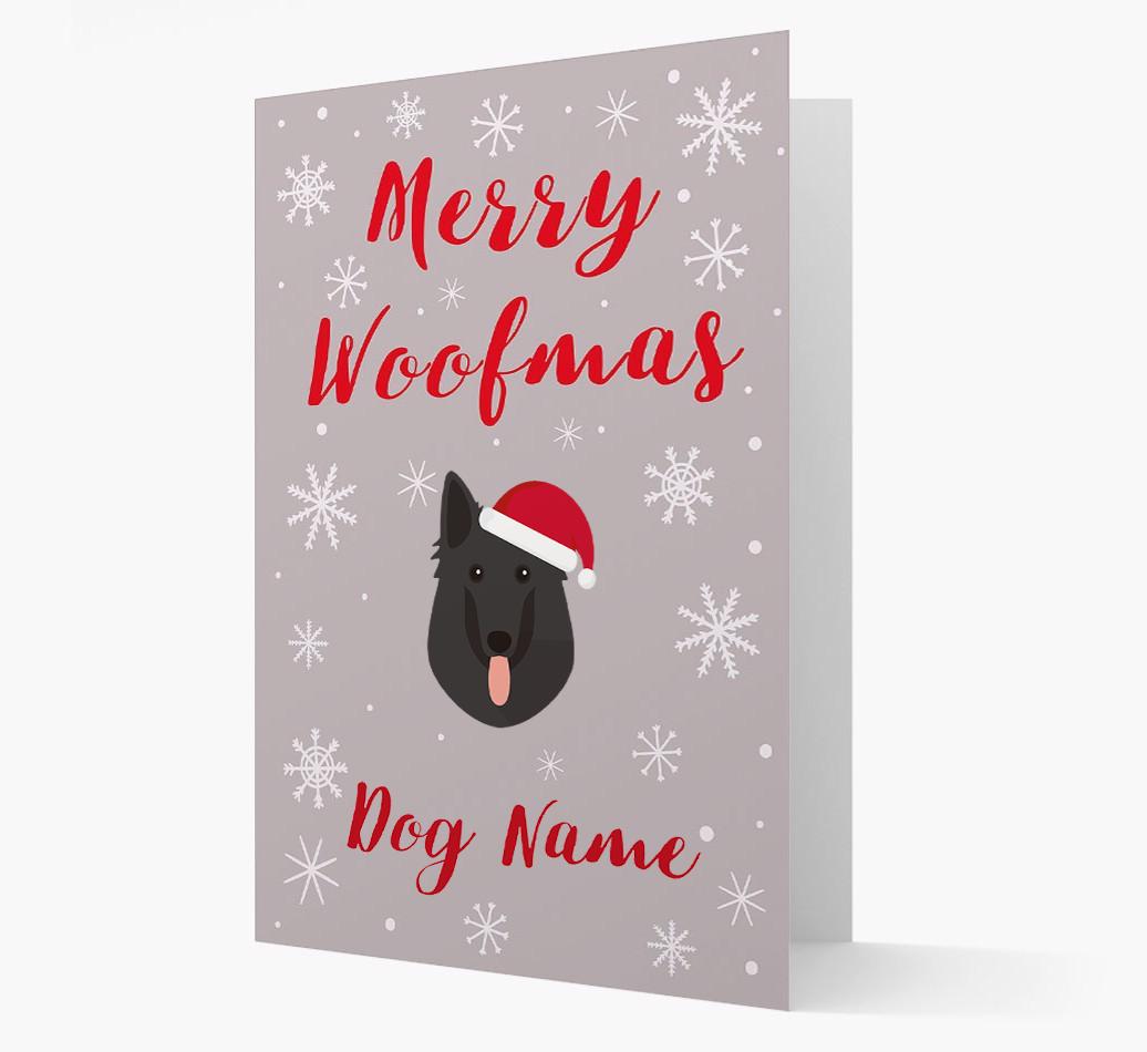 'Merry Woofmas {dogsName}' Card with your {breedFullName} Christmas Icon
