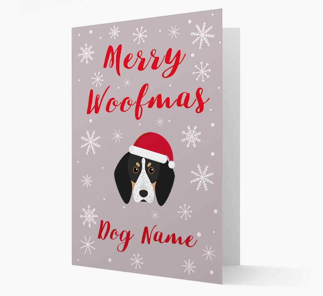 'Merry Woofmas {dogsName}' Card with your {breedFullName} Christmas Icon