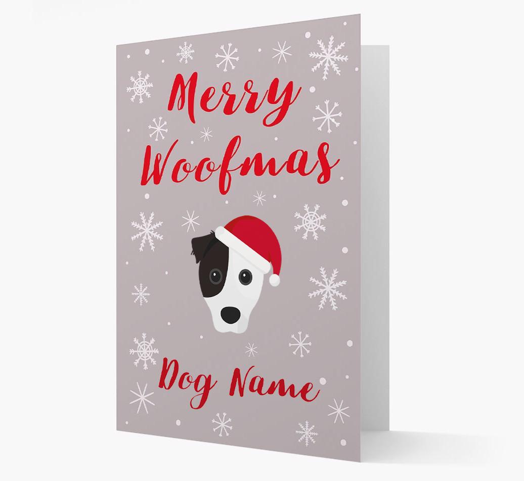 'Merry Woofmas {dogsName}' Card with your {breedFullName} Christmas Icon