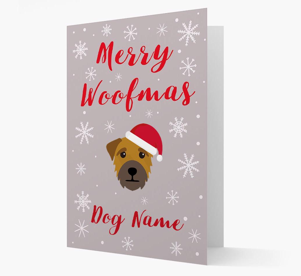 'Merry Woofmas {dogsName}' Card with your {breedFullName} Christmas Icon
