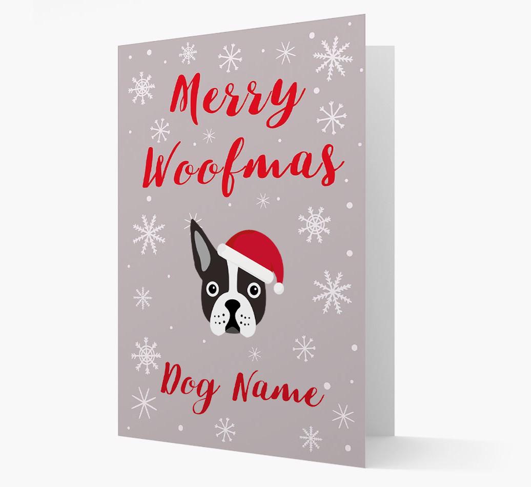 'Merry Woofmas {dogsName}' Card with your {breedFullName} Christmas Icon