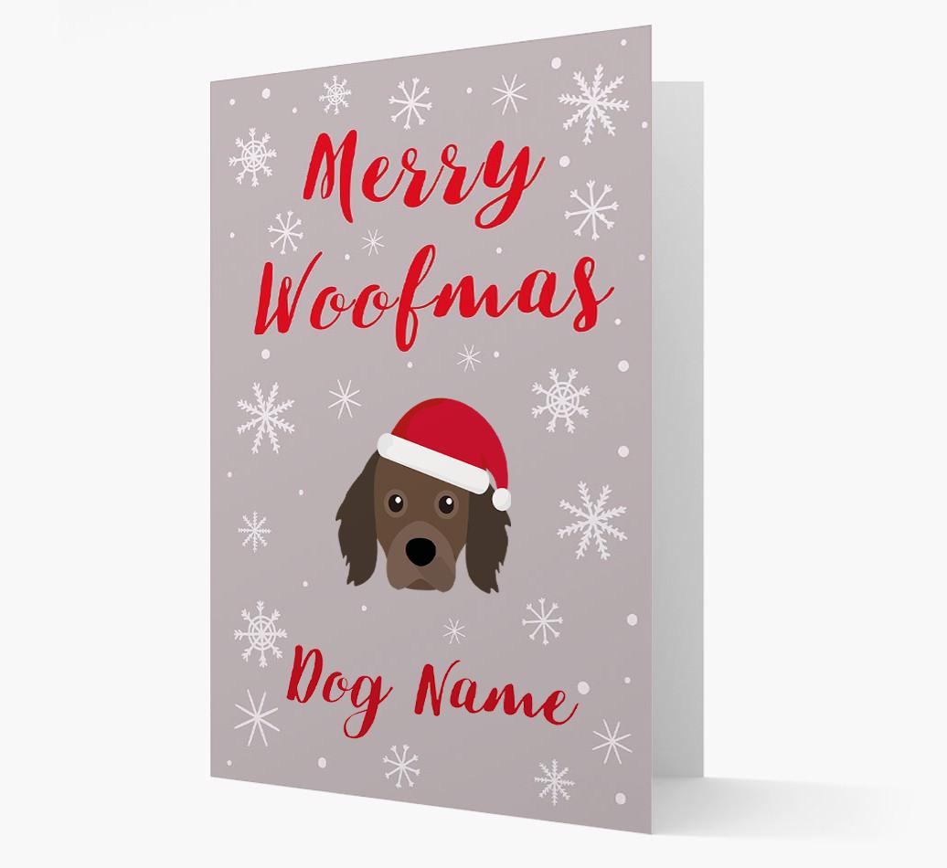 'Merry Woofmas {dogsName}' Card with your {breedFullName} Christmas Icon