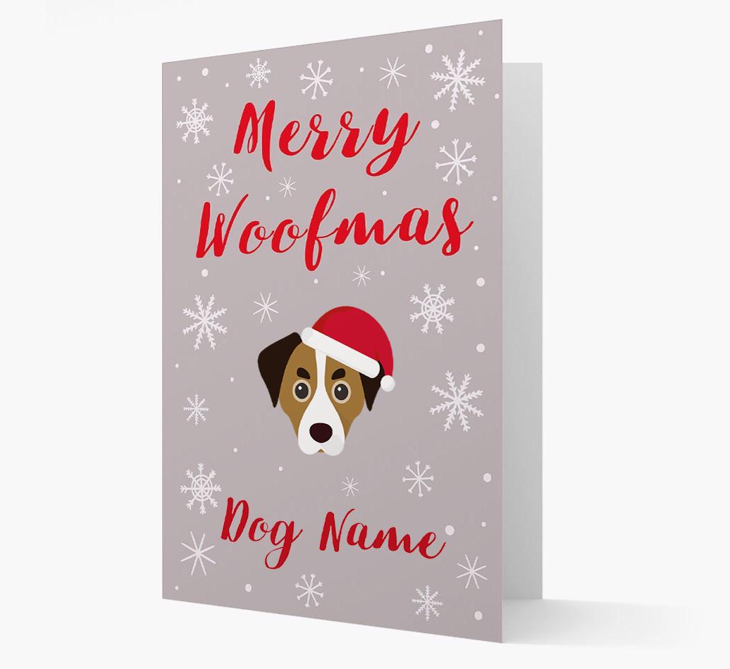 'Merry Woofmas {dogsName}' Card with your {breedFullName} Christmas Icon
