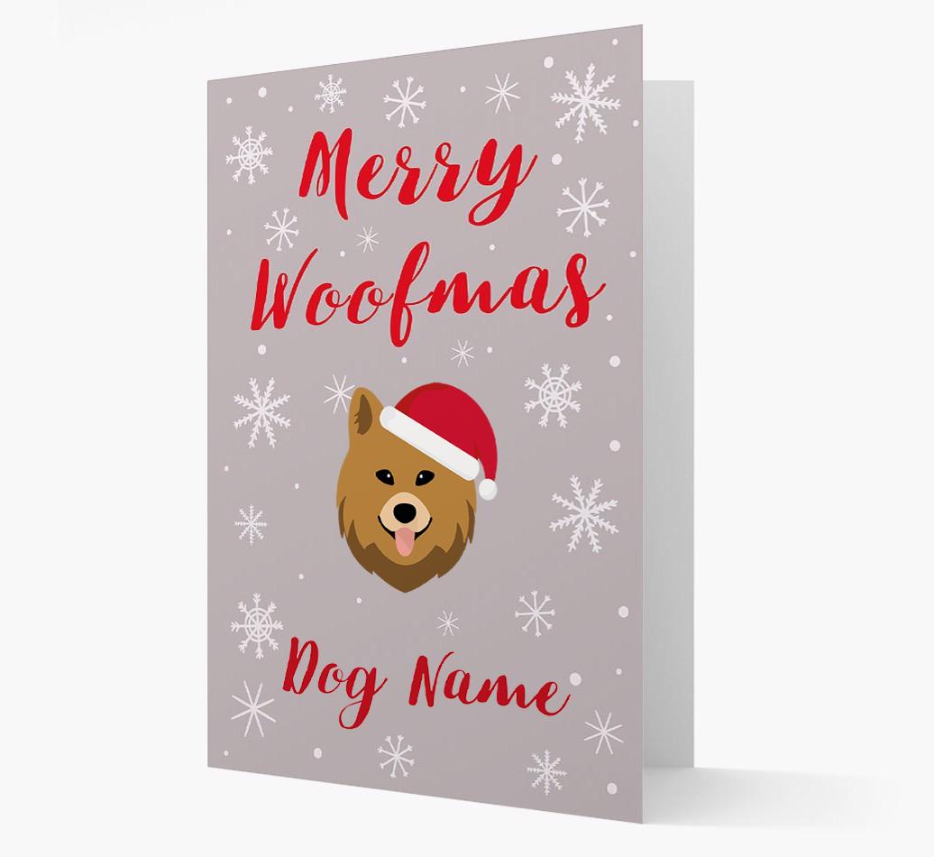 'Merry Woofmas {dogsName}' Card with your {breedFullName} Christmas Icon