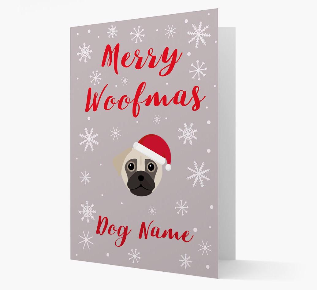 'Merry Woofmas {dogsName}' Card with your {breedFullName} Christmas Icon