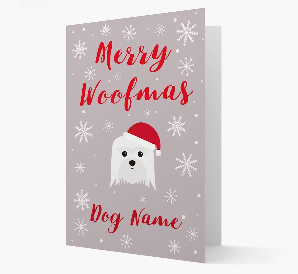 'Merry Woofmas {dogsName}' Card with your {breedFullName} Christmas Icon