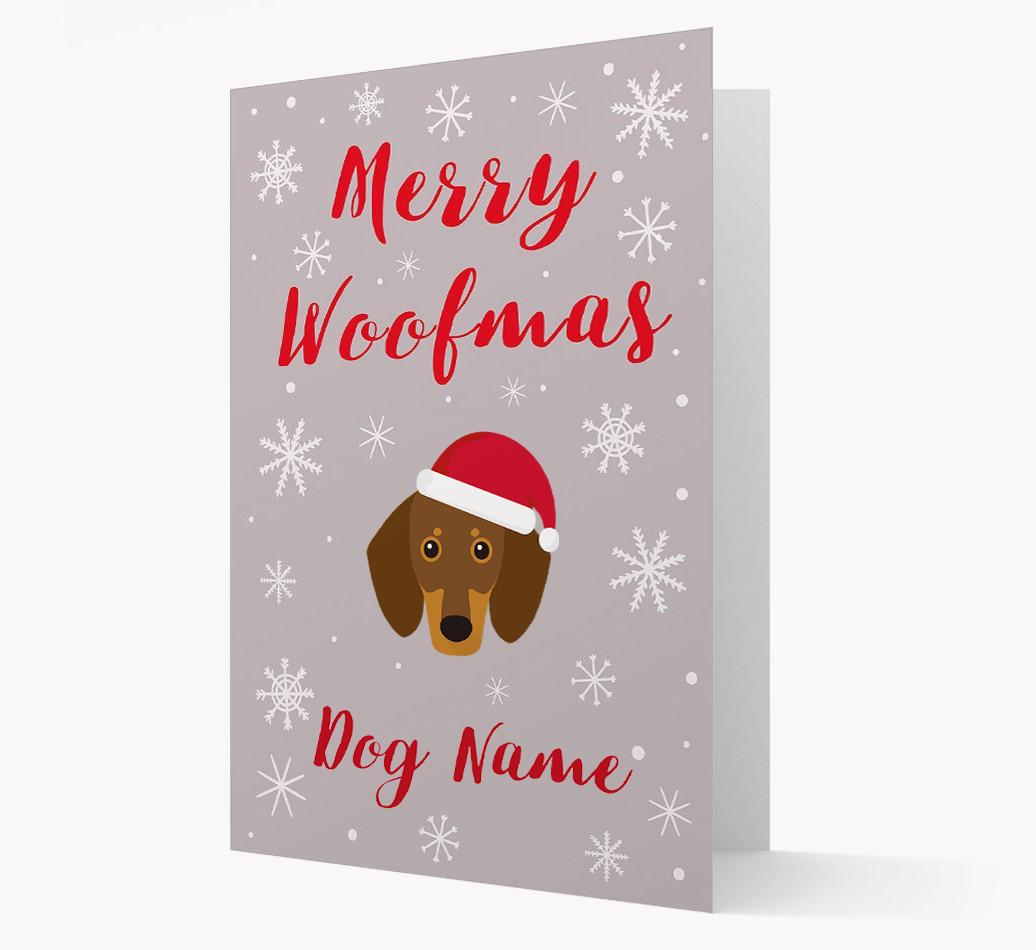 'Merry Woofmas {dogsName}' Card with your {breedFullName} Christmas Icon