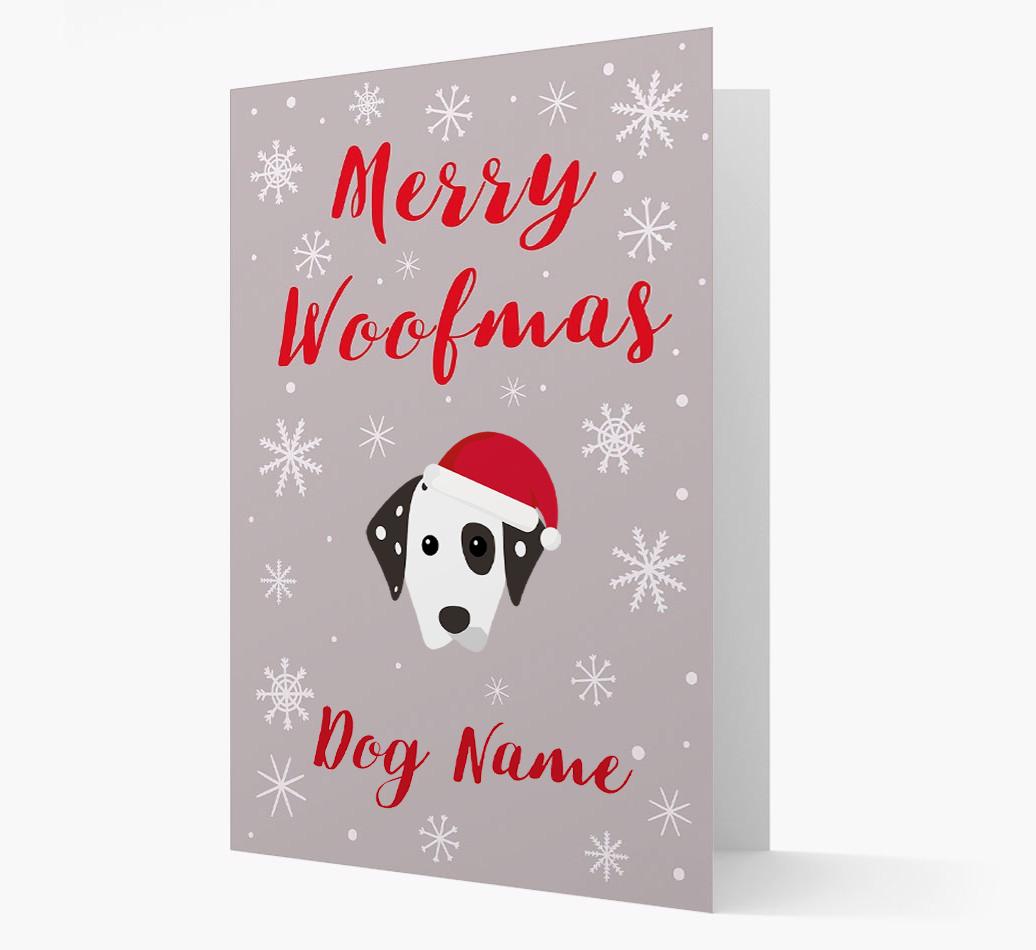'Merry Woofmas {dogsName}' Card with your {breedFullName} Christmas Icon