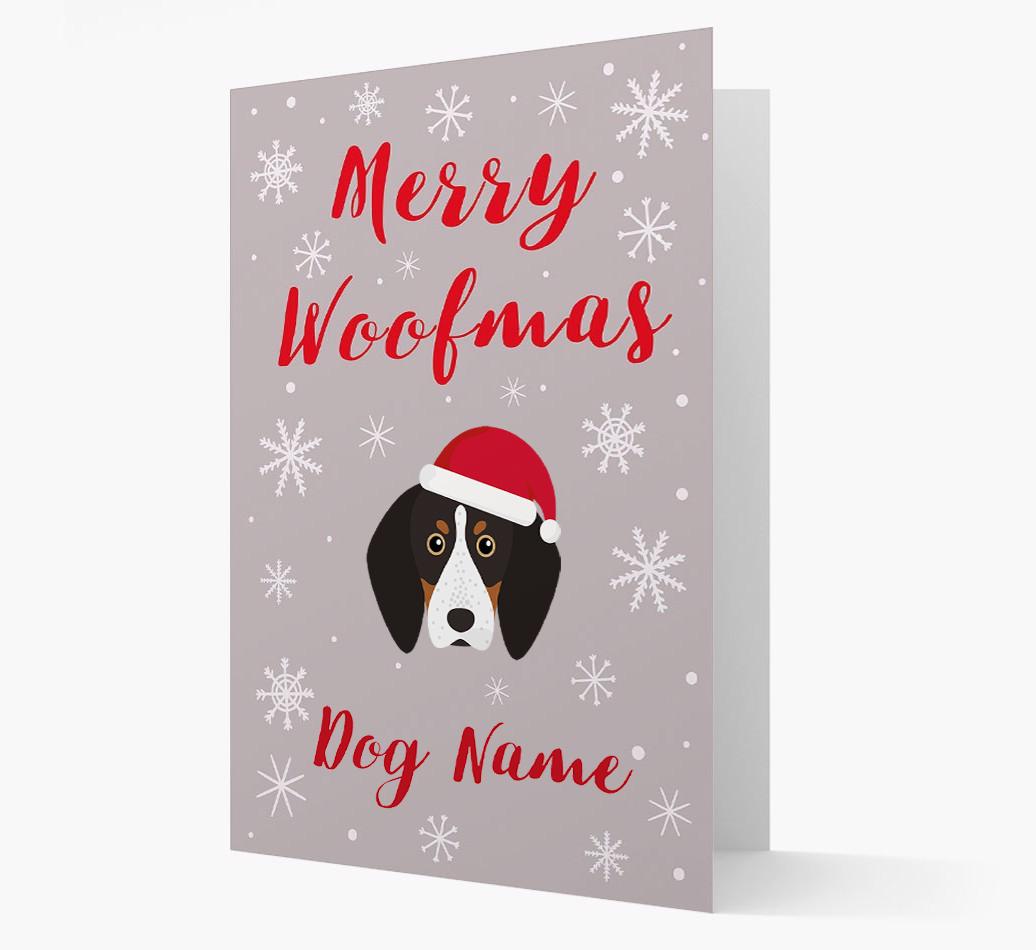'Merry Woofmas {dogsName}' Card with your {breedFullName} Christmas Icon