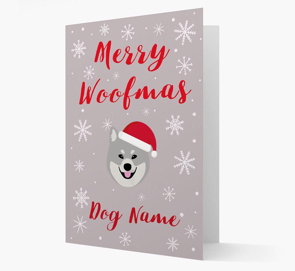 'Merry Woofmas {dogsName}' Card with your {breedFullName} Christmas Icon