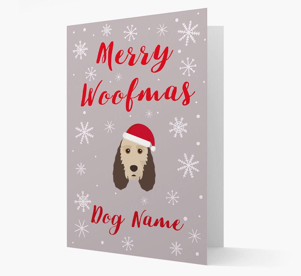'Merry Woofmas {dogsName}' Card with your {breedFullName} Christmas Icon