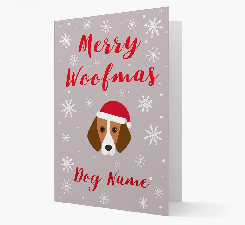 'Merry Woofmas {dogsName}' Card with your {breedFullName} Christmas Icon