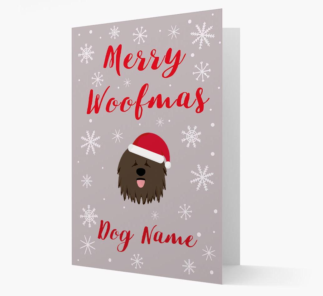 'Merry Woofmas {dogsName}' Card with your {breedFullName} Christmas Icon