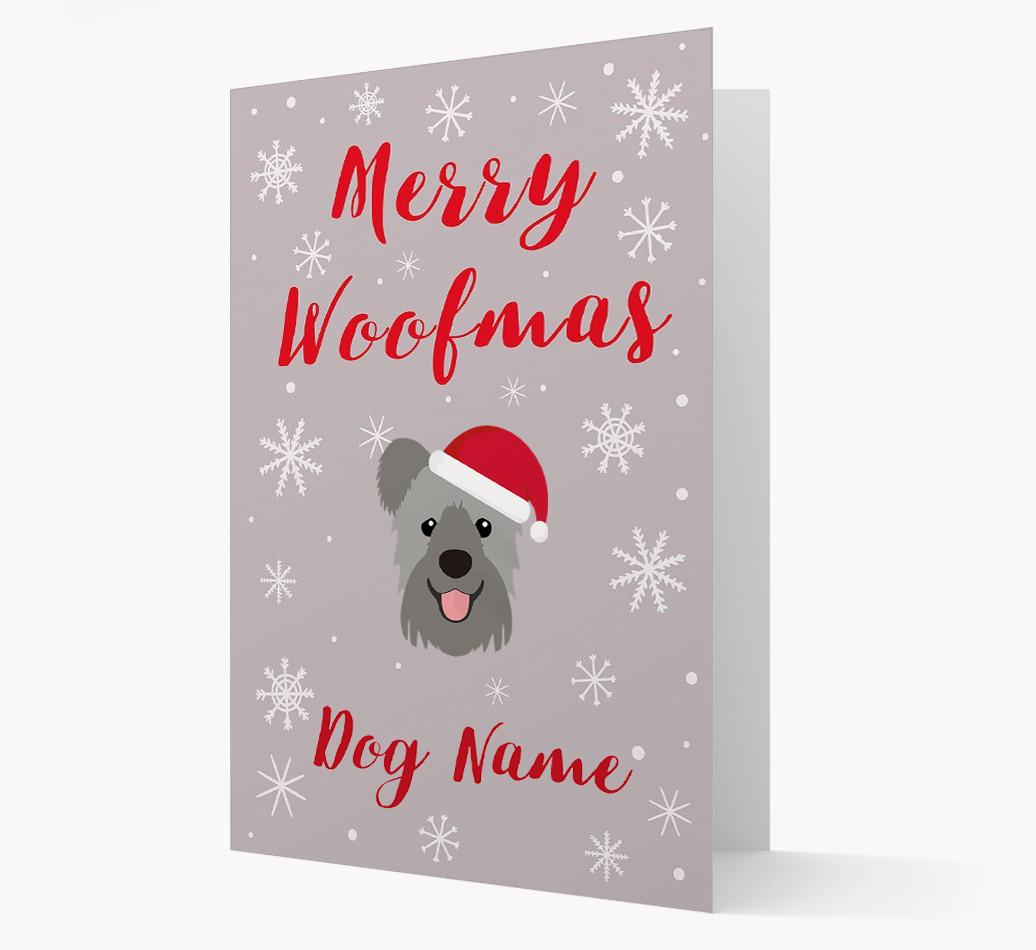 'Merry Woofmas {dogsName}' Card with your {breedFullName} Christmas Icon