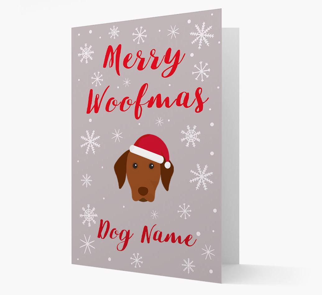 'Merry Woofmas {dogsName}' Card with your {breedFullName} Christmas Icon