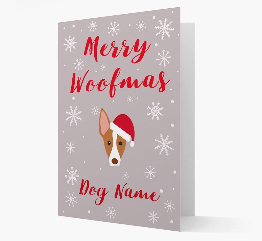 'Merry Woofmas {dogsName}' Card with your {breedFullName} Christmas Icon