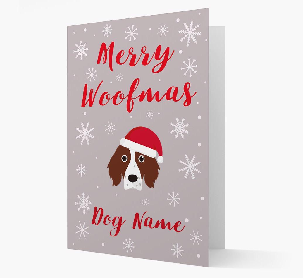 'Merry Woofmas {dogsName}' Card with your {breedFullName} Christmas Icon