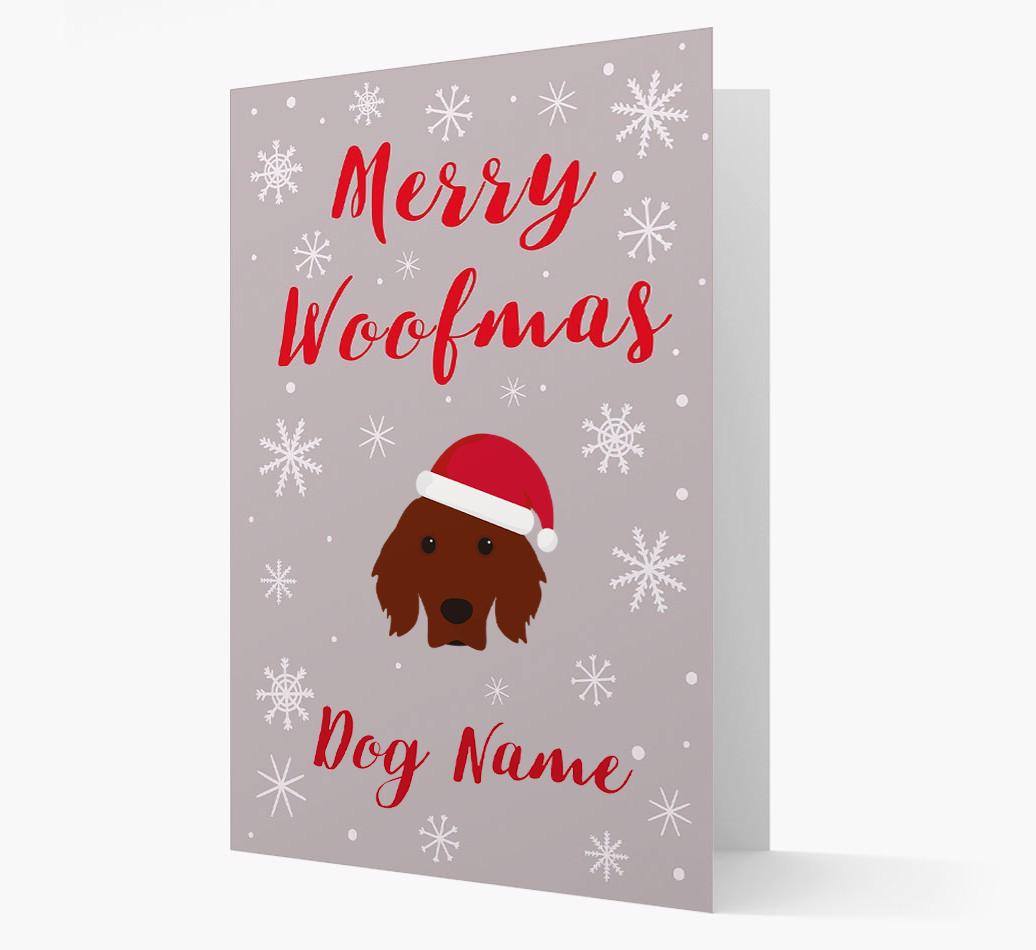 'Merry Woofmas {dogsName}' Card with your {breedFullName} Christmas Icon