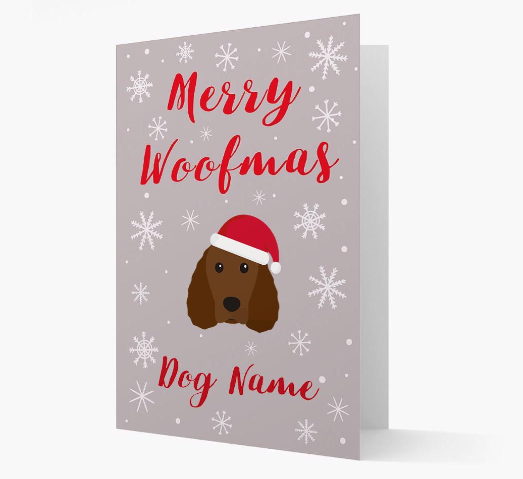 'Merry Woofmas {dogsName}' Card with your {breedFullName} Christmas Icon