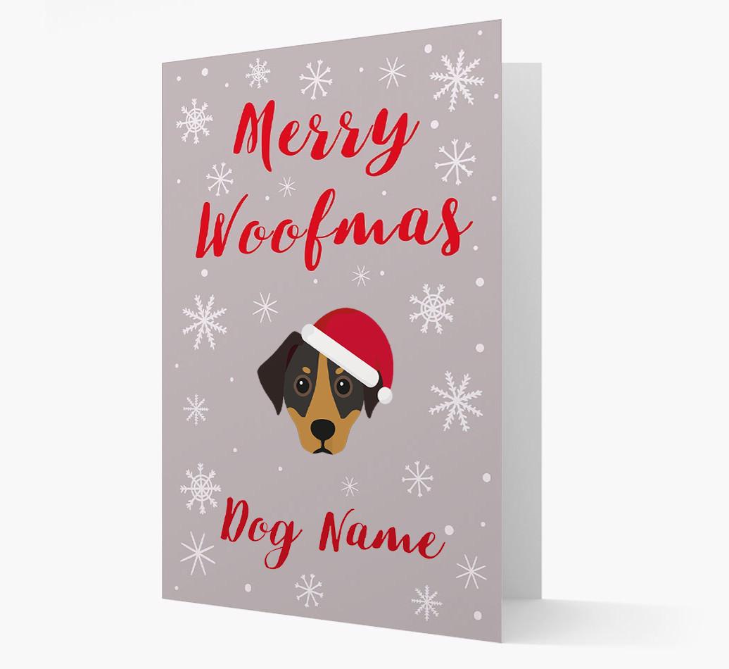 'Merry Woofmas {dogsName}' Card with your {breedFullName} Christmas Icon