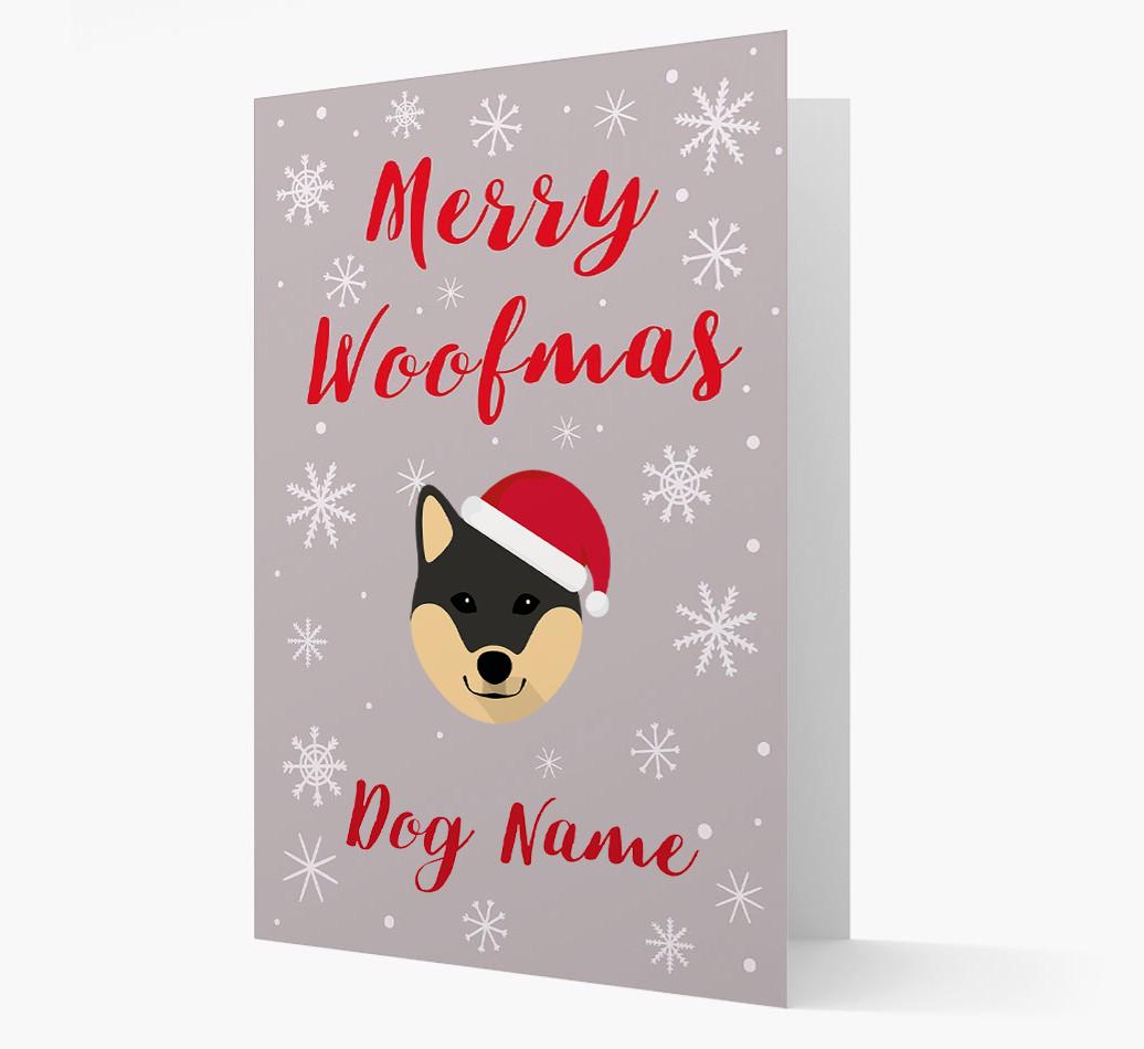 'Merry Woofmas {dogsName}' Card with your {breedFullName} Christmas Icon