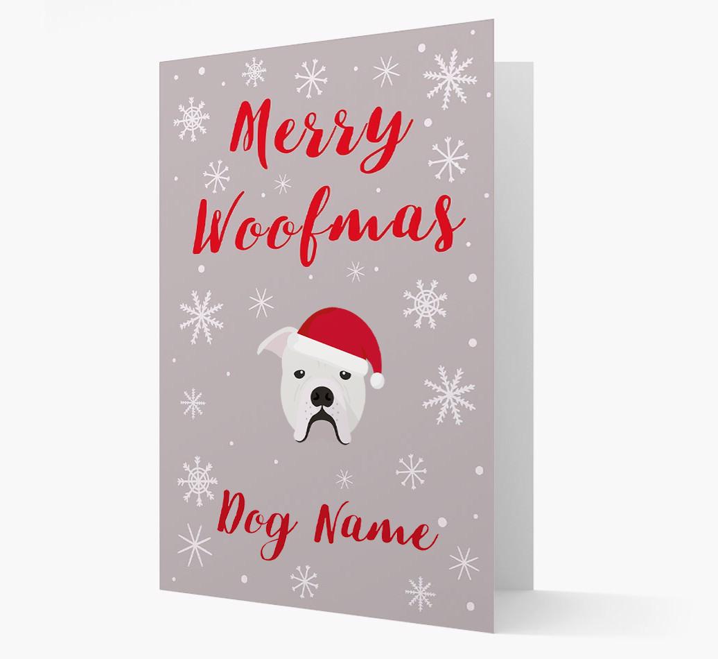 'Merry Woofmas {dogsName}' Card with your {breedFullName} Christmas Icon