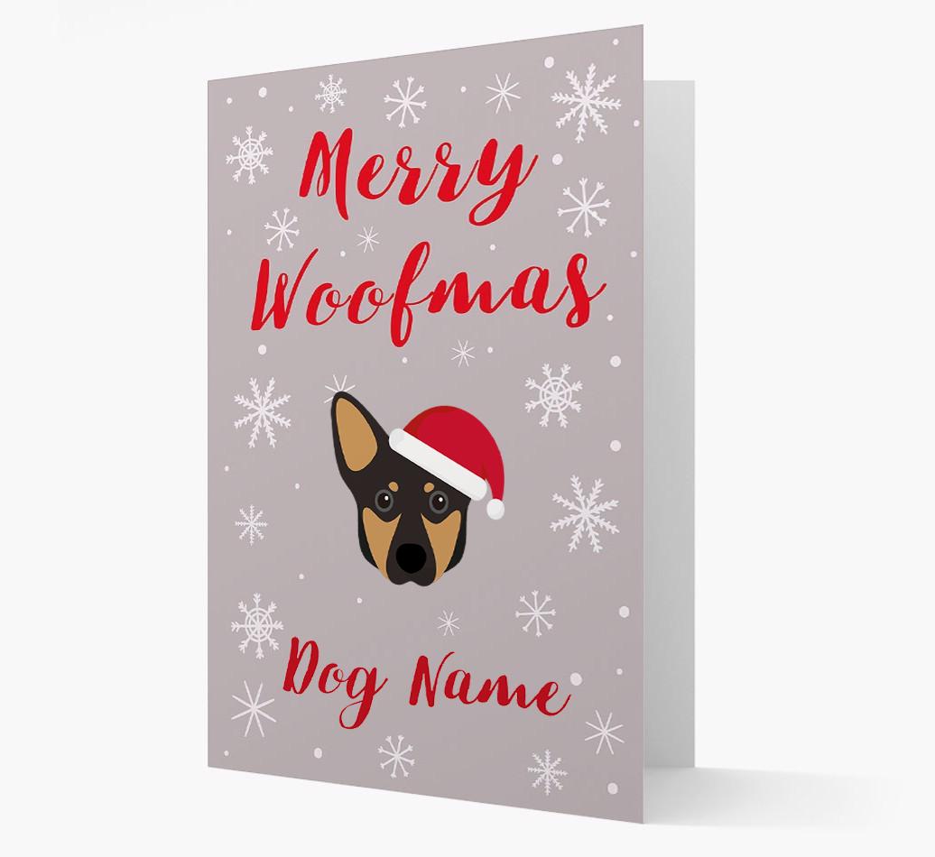 'Merry Woofmas {dogsName}' Card with your {breedFullName} Christmas Icon