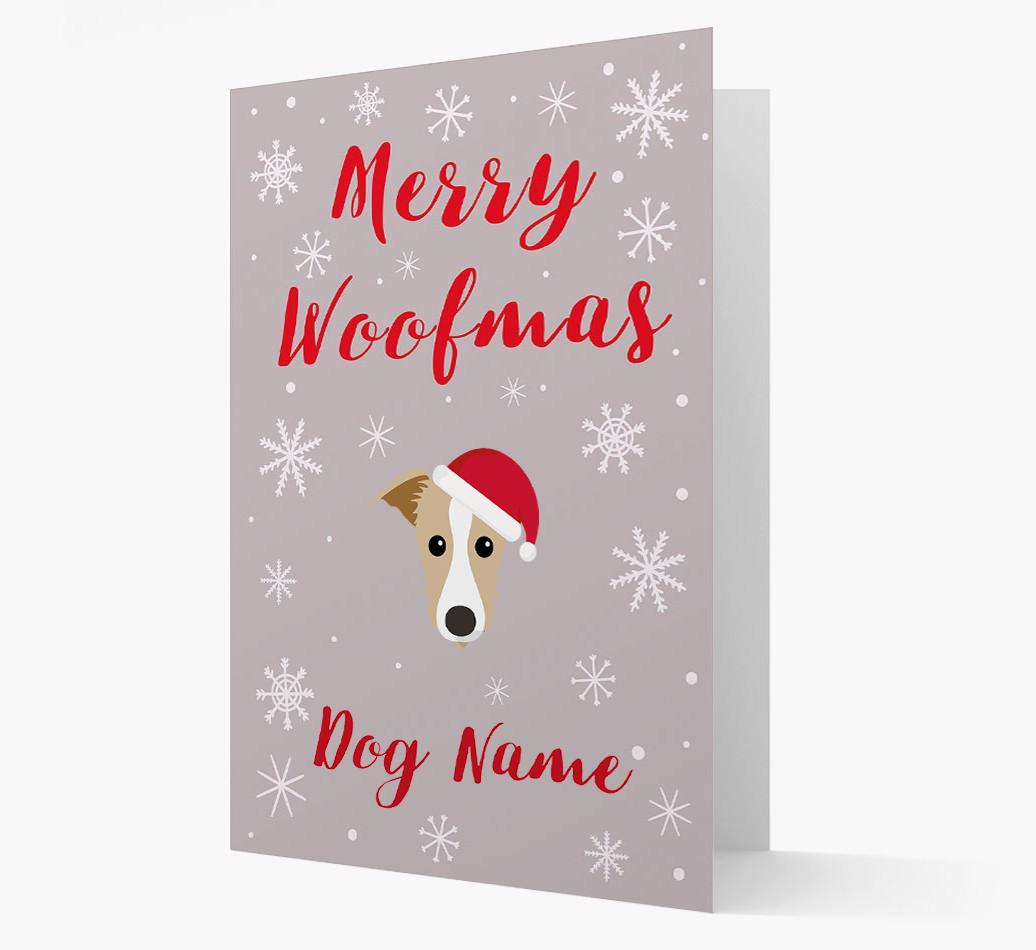 'Merry Woofmas {dogsName}' Card with your {breedFullName} Christmas Icon