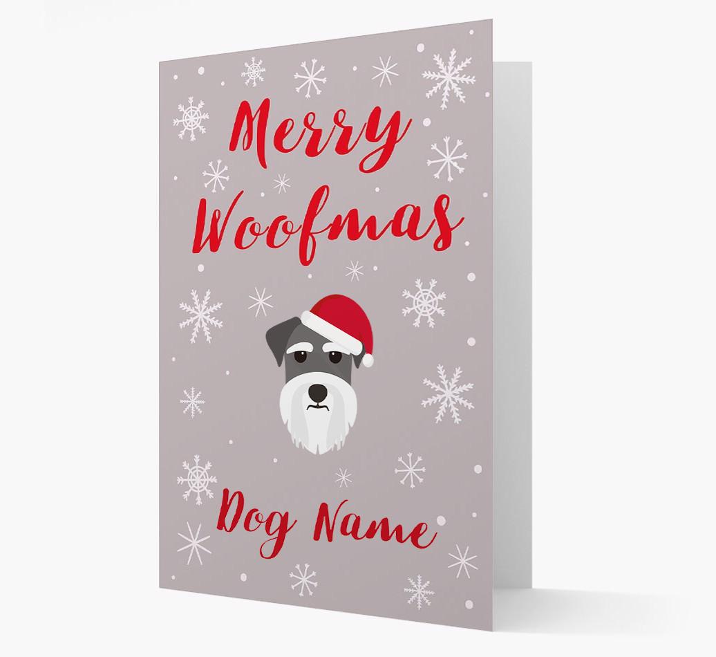 'Merry Woofmas {dogsName}' Card with your {breedFullName} Christmas Icon