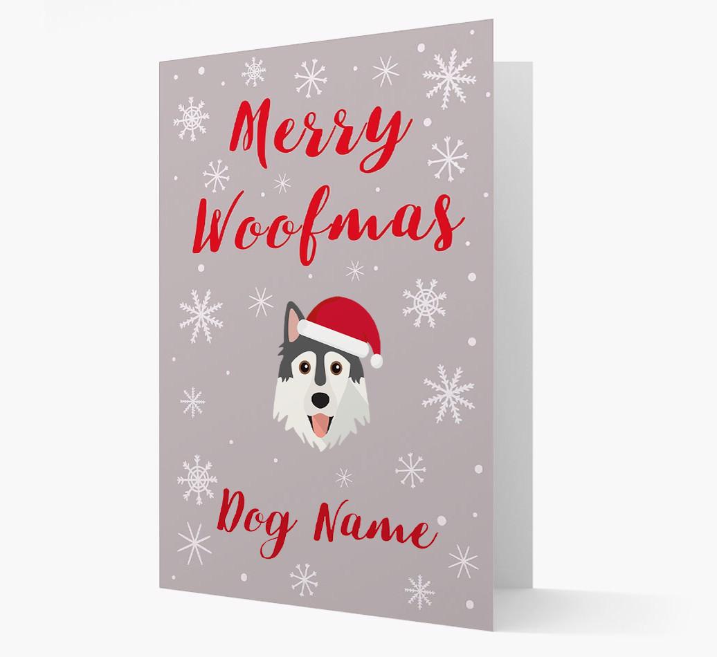 'Merry Woofmas {dogsName}' Card with your {breedFullName} Christmas Icon