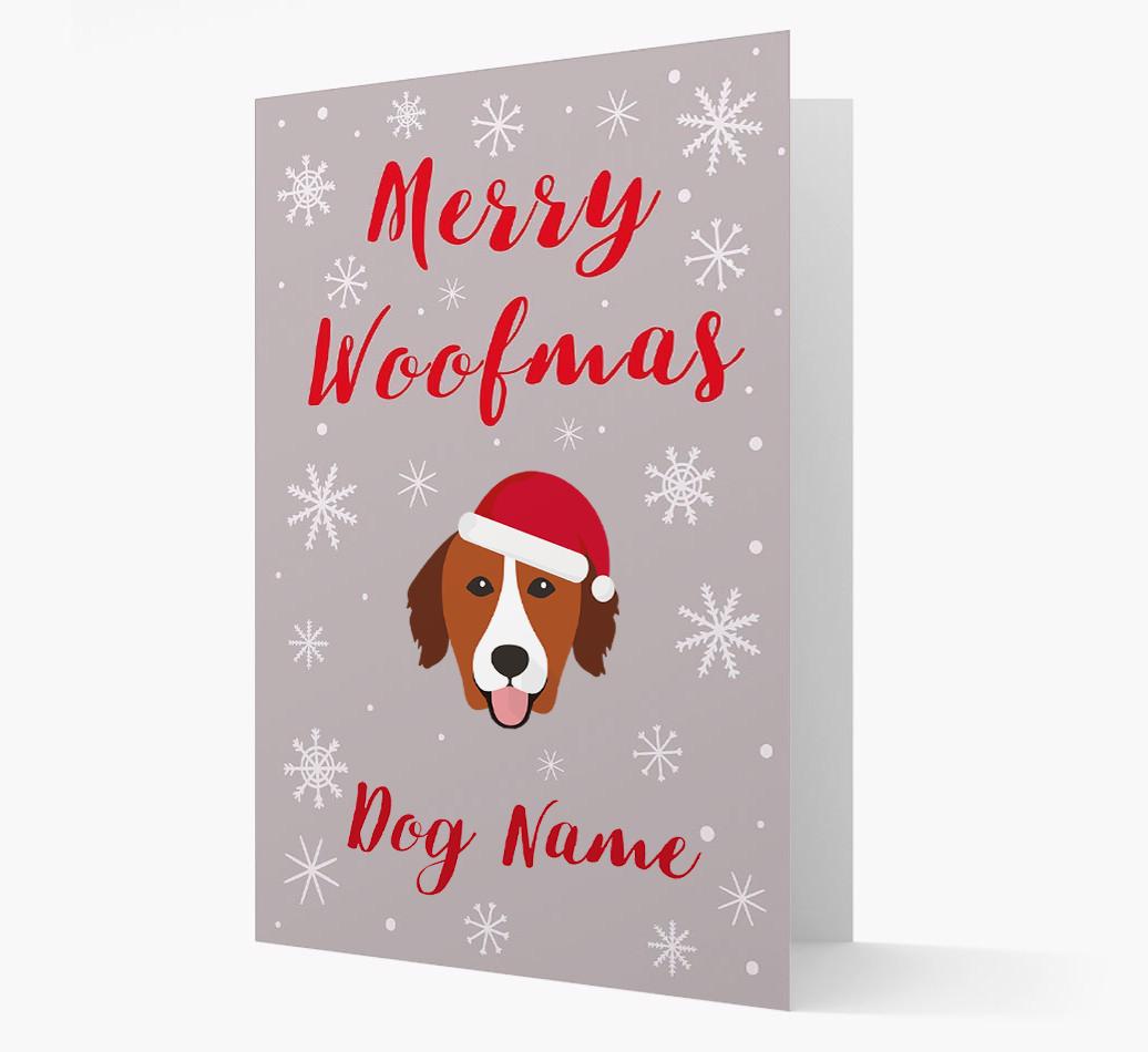 'Merry Woofmas {dogsName}' Card with your {breedFullName} Christmas Icon