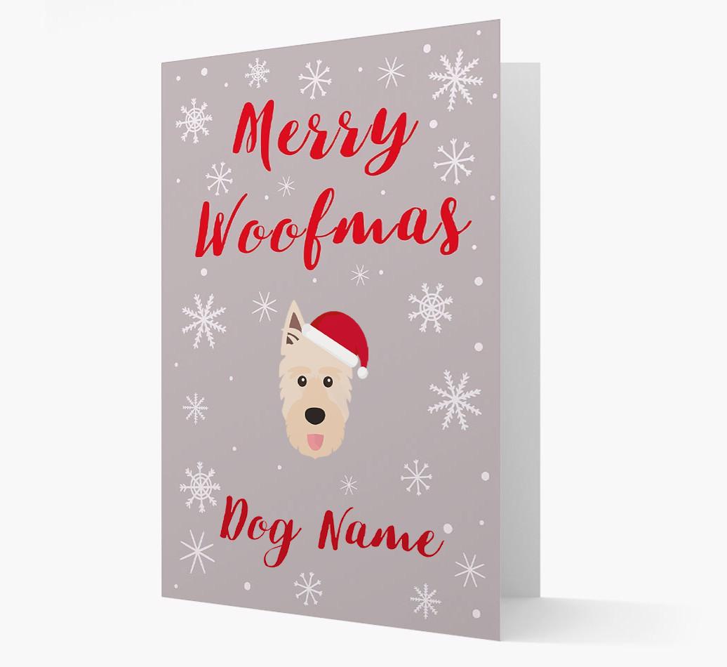'Merry Woofmas {dogsName}' Card with your {breedFullName} Christmas Icon