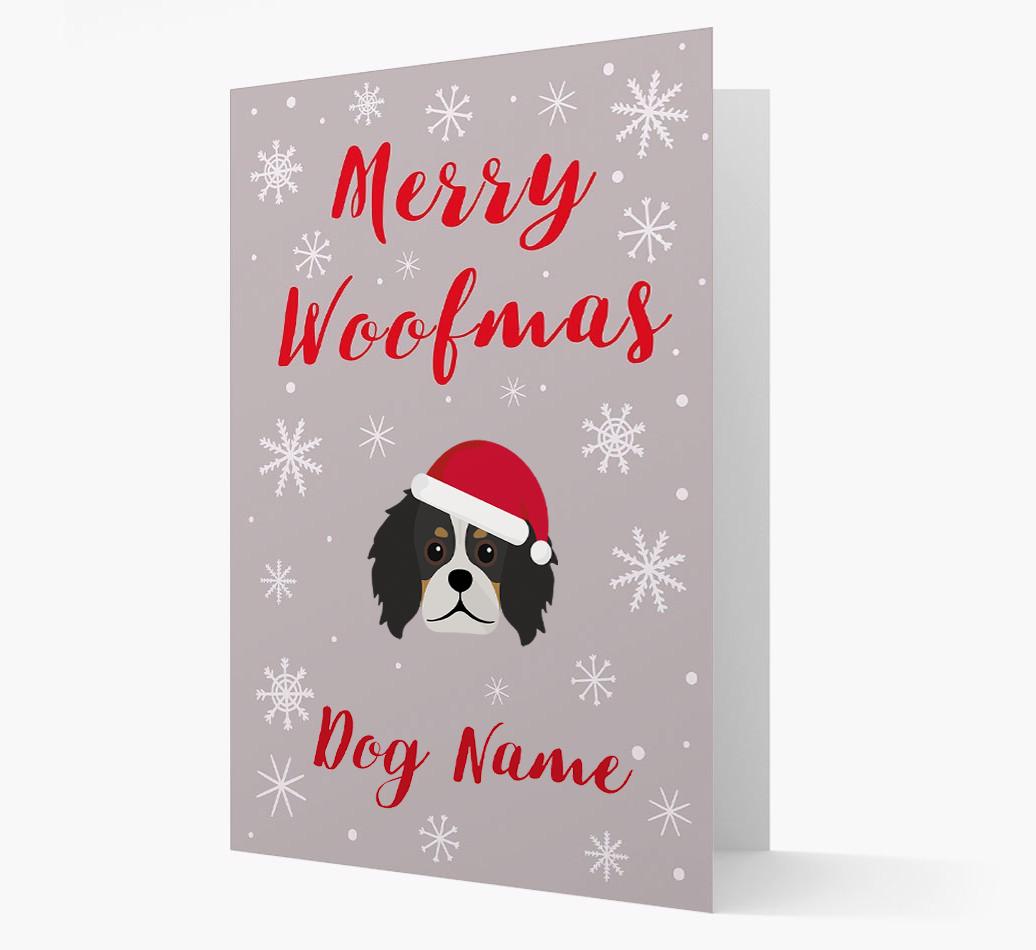 'Merry Woofmas {dogsName}' Card with your {breedFullName} Christmas Icon