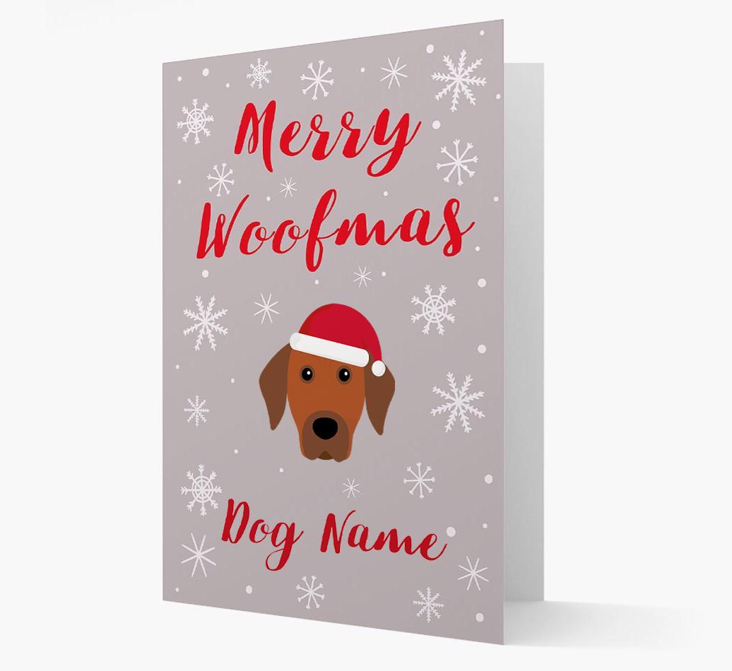 'Merry Woofmas {dogsName}' Card with your {breedFullName} Christmas Icon