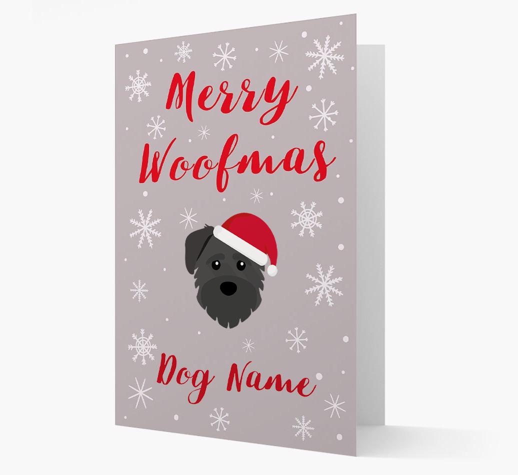 'Merry Woofmas {dogsName}' Card with your {breedFullName} Christmas Icon