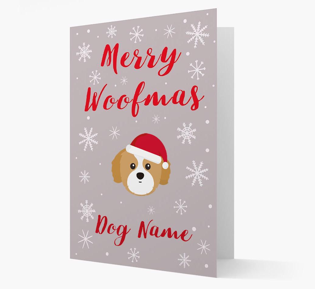 'Merry Woofmas {dogsName}' Card with your {breedFullName} Christmas Icon