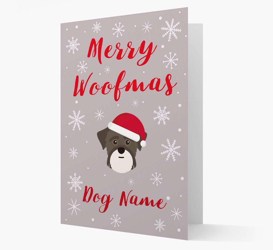 'Merry Woofmas {dogsName}' Card with your {breedFullName} Christmas Icon