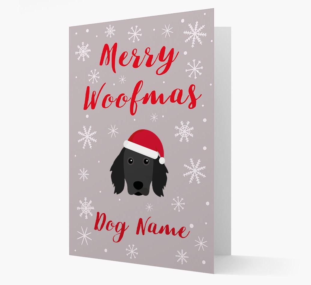 'Merry Woofmas {dogsName}' Card with your {breedFullName} Christmas Icon